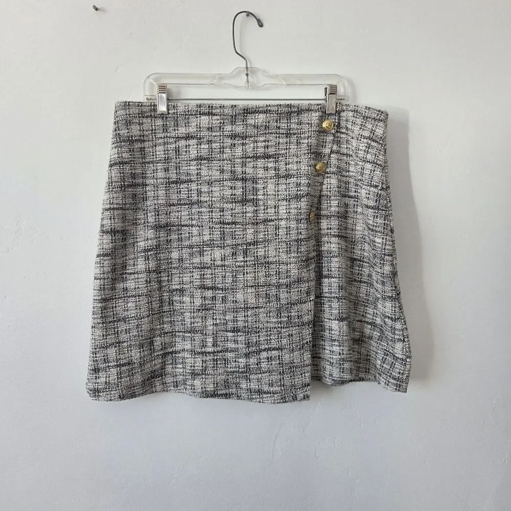 Maurices Tweed Mini Skirt Gray Preppy Twee Old Money Quiet Luxury Classic XL